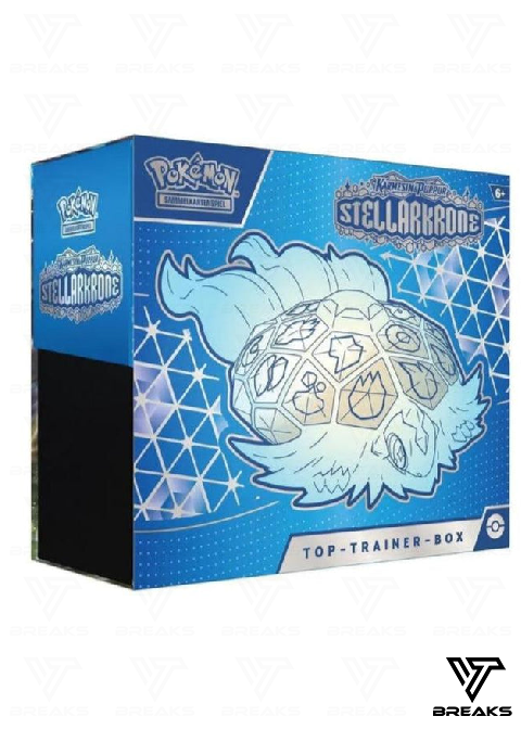 POKÉMON KARMESIN & PURPUR - STELLARKRONE TOP-TRAINER-BOX DE - SEALED NACH HAUSE