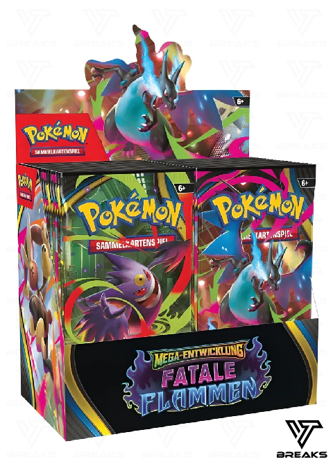 POKÉMON MEGA-ENTWICKLUNG - FATALE FLAMMEN BOOSTER DISPLAY DE - SEALED NACH HAUSE